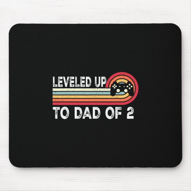 Leveled Up To Dad Of 2 Daddy Again Pregnancy Annou Mouse Mat (Front)