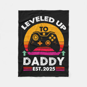 Leveled Up To Daddy 2025 Vintage Promoted To Daddy Fleece Blanket