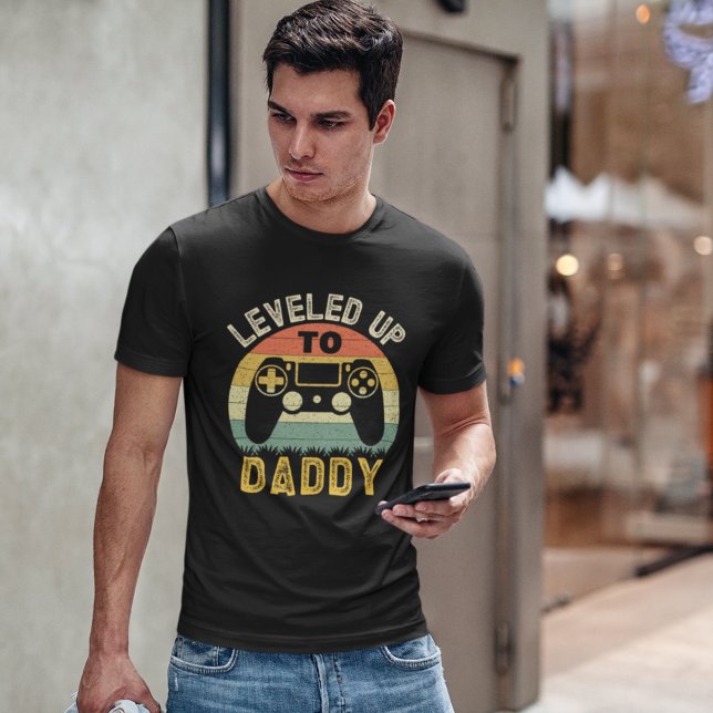 Leveled up to Daddy, Funny Gift for New Dad T-Shirt (Creator Uploaded)