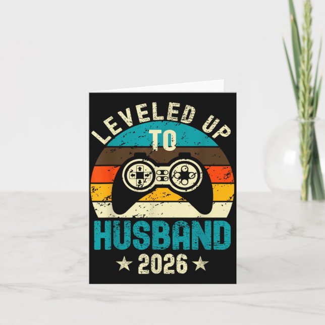 Leveled Up To Husband 2026 Newlywed Groom Just Mar Card (Front)