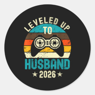 Leveled Up To Husband 2026 Newlywed Groom Just Mar Classic Round Sticker