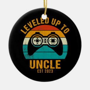 Leveled Up To Uncle 2023 Funny Soon To Be Uncle Ceramic Tree Decoration