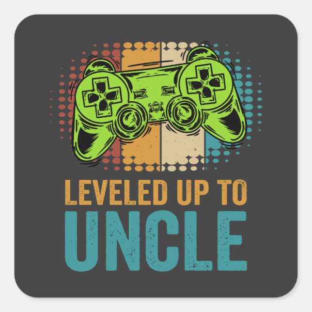 Leveled Up To Uncle 2024 Square Sticker (Front)
