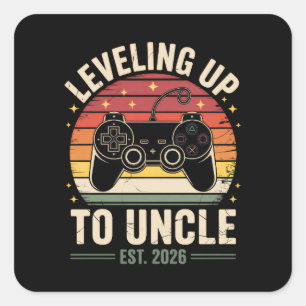 Leveled Up to Uncle 2026 Square Sticker