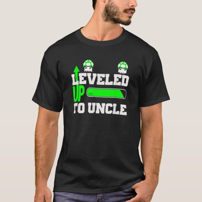 Leveled Up To Uncle New Uncle Retro Grunge Gamer  T-Shirt (Front)