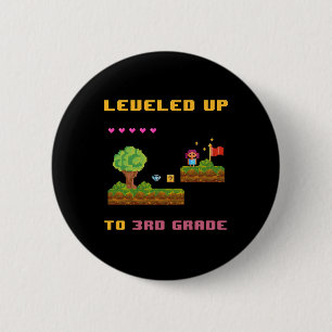 Leveling Up 3rd Grade Ck To School Shirt Funny Gam 6 Cm Round Badge