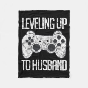 Leveling Up Husband Groom Gamer Graphic Art Fleece Blanket