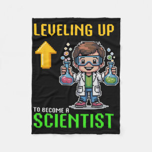 Leveling Up Scientist Ck To School Funny Gamer Boy Fleece Blanket