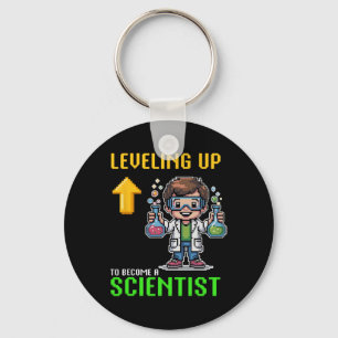 Leveling Up Scientist Ck To School Funny Gamer Boy Key Ring