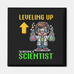 Leveling Up Scientist Ck To School Funny Gamer Boy Magnet
