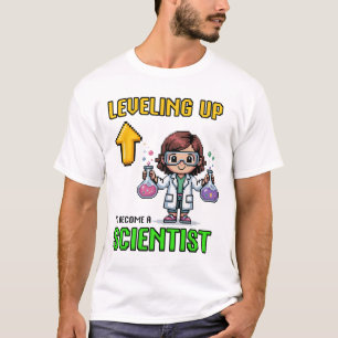 Leveling Up Scientist Ck To School Funny Gamer Gir T-Shirt