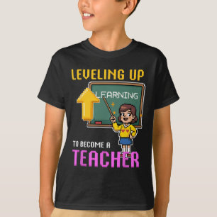 Leveling Up Teacher Ck To School Funny Gamer Girls T-Shirt