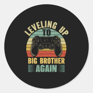 Leveling Up To Big Bro Again Vintage Gift Big Brot Classic Round Sticker