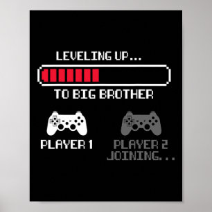 Leveling Up To Big Brother For Boys Men Vintage Ga Poster
