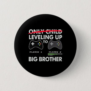 Leveling Up To Big Brother Shirt - Video Game Play 6 Cm Round Badge