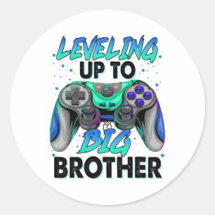Leveling Up To Big Brother Video Game Player Gamer Classic Round Sticker