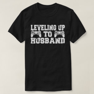 Leveling Up To Husband Gamer Newlywed Groom Gift T-Shirt