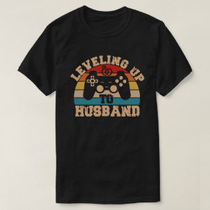Leveling Up To Husband Gamer Newlywed Groom Gift T-Shirt