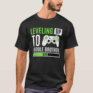 Leveling Up To Middle Brother Gaming Baby Gender C T-Shirt