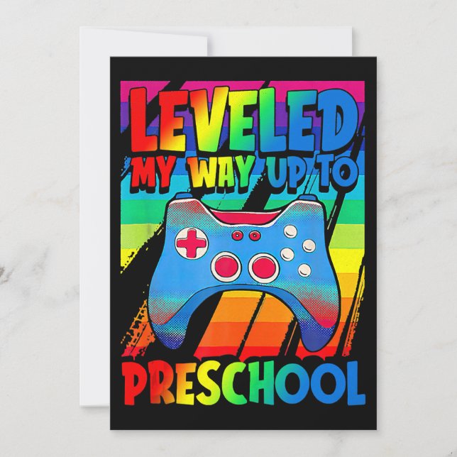 Levelled My Way Up To Preschool Video Gamer Back t Invitation (Front)