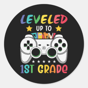 Levelled Up To 1st Grade Back to School Video Game Classic Round Sticker