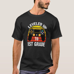 Levelled Up to 1st Grade Retro Video Gamer Boy Bac T-Shirt