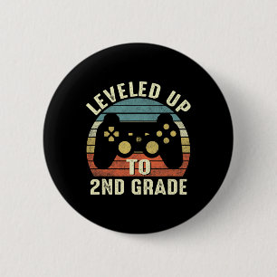 Levelled Up To 2nd Grade Back To School Gamer Boys 6 Cm Round Badge