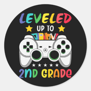 Levelled Up To 2nd Grade Boy Second Grade Crew Bac Classic Round Sticker