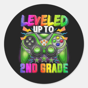 Levelled Up To 2nd Grade Gamer Back To School Firs Classic Round Sticker