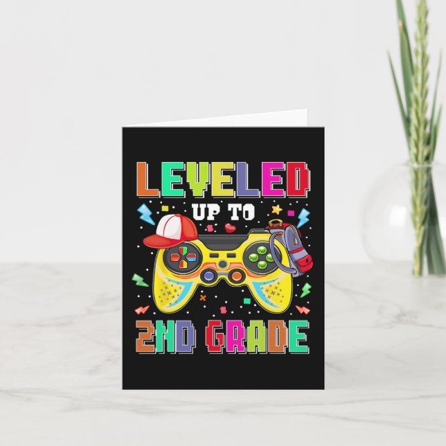 Levelled Up To 2nd Grade Gamer First Day Boys Back Card (Front)