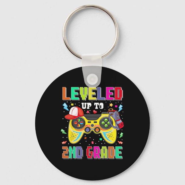 Levelled Up To 2nd Grade Gamer First Day Boys Ck T Key Ring (Front)