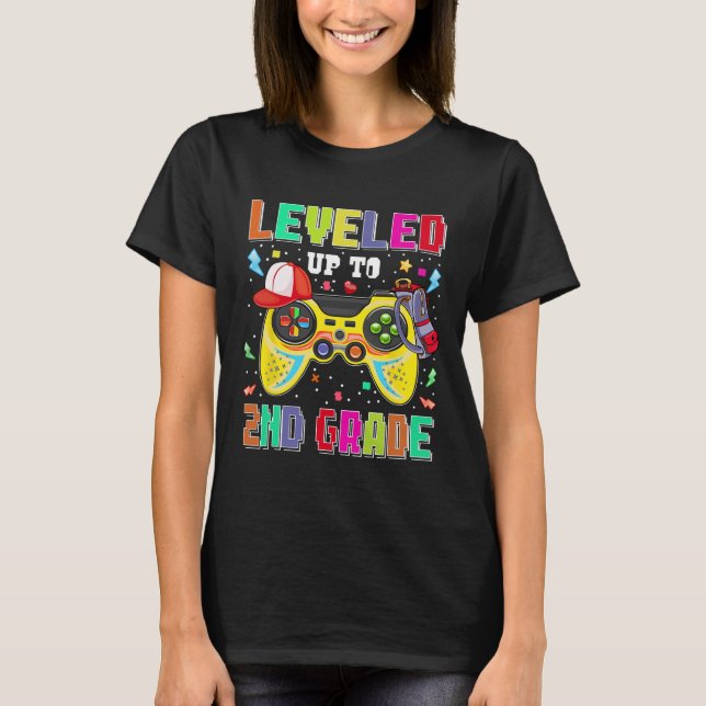 Levelled Up To 2nd Grade Gamer First Day Boys Ck T T-Shirt (Front)