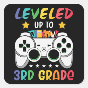 Levelled Up To 3rd Grade Back to School Video Game Square Sticker