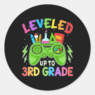 Levelled Up To 3rd Grade Gamer Back To School Firs Classic Round Sticker