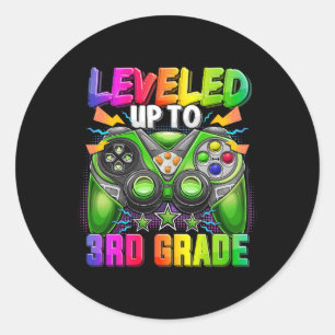 Levelled Up To 3rd Grade Gamer Back To School Firs Classic Round Sticker