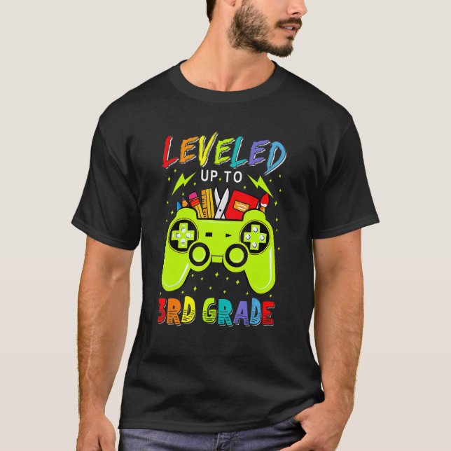Levelled Up To 3rd Grade Gamer Back To School Firs T-Shirt (Front)