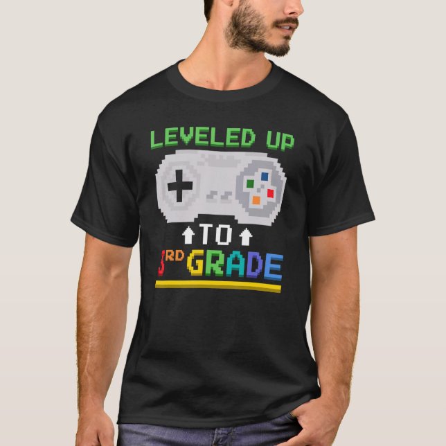 Levelled Up To 3rd Grade Gamer Video Game Controll T-Shirt (Front)