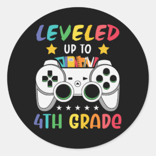 Levelled Up To 4th Grade Back to School Video Game Classic Round Sticker