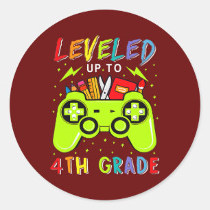 Levelled Up To 4th Grade Gamer First Day Back To Classic Round Sticker
