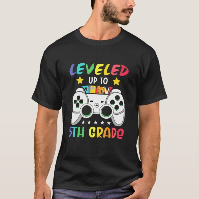 Levelled Up To 5th Grade Graduation T-Shirt (Front)