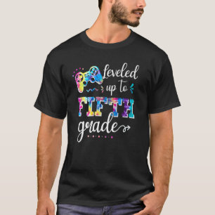 Levelled Up To 5th Grade Video Game Tie Dye Back T T-Shirt