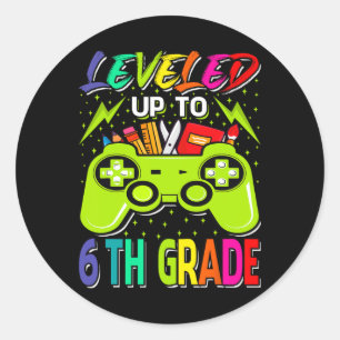 Levelled Up To 6th Grade Gamer Back To School Firs Classic Round Sticker