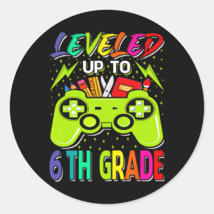 Levelled Up To 6th Grade Gamer Ck To School First Classic Round Sticker