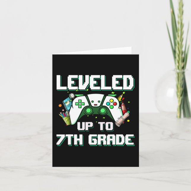 Levelled Up To 7th Grade Gamer Back To School Boys Card (Front)