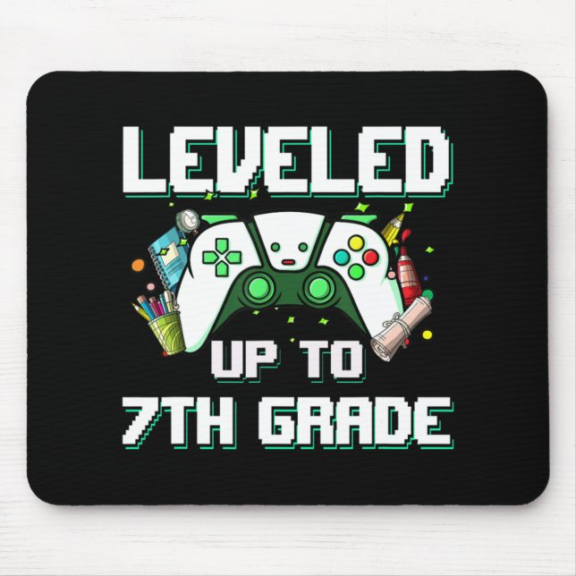 Levelled Up To 7th Grade Gamer Back To School Boys Mouse Mat (Front)