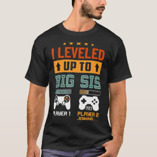 Levelled Up To Big Sister 2023 Vintage Promoted To T-Shirt