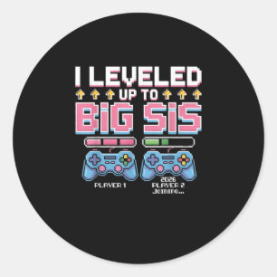 Levelled Up To Big Sister 2026 Pregnancy Video Gam Classic Round Sticker