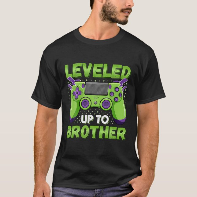 Levelled Up To Brother - Promoted To Big Bro Gamin T-Shirt (Front)