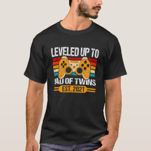 Levelled Up To Dad of Twins Est 2021 Promoted Dadd T-Shirt