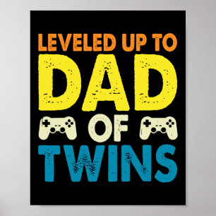 Levelled Up To Dad Of Twins Fathers Day  Poster